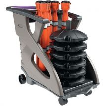 Pedestrian safety trolley + 8 barriers - purple - unicart