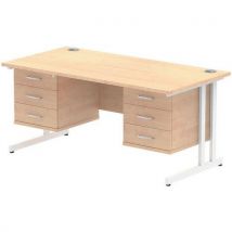 Maple desk - white cantilever leg -3+3 drawer wxd 160x80 cm
