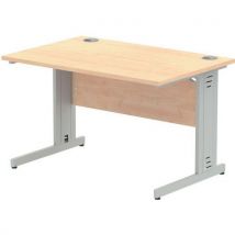 Straight desk - maple - silver cable leg - wxd 120x80 cm