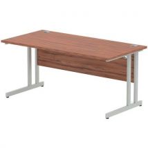 Straight desk - walnut - silver cantilever leg- wxd 160x80cm