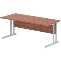 Straight desk - walnut - silver cantilever leg- wxd 180x80cm