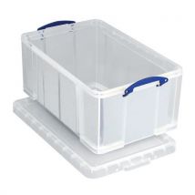 Really Useful Products - Transparent plastic 64l storage container + lid