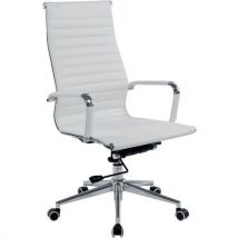 Bonded leather office armchair - high back - white - aura