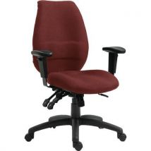 Dark red fabric ergonomic office chair - adj arms - thames