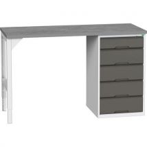 Bott - Dark grey verso 5 drawer bench lino top 930x1500x600mm