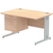 Maple desk - silver cable leg - 2 drawer - wxd 120x80 cm