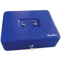 Blue steel cash box with key lock