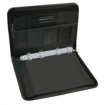 Conference folder with ring binder mat.: faux leather col.: black