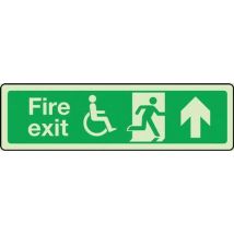 Photoluminescent plastic disabled fire exit sign 100x350mm