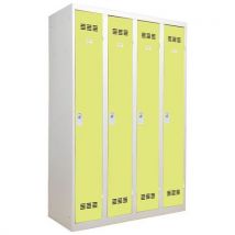 4-column clean industry locker with keys 300 mm lime green
