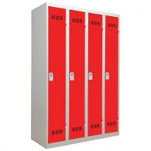 4-column clean industry locker with keys 300 mm red