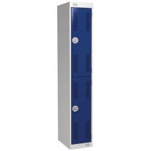 Grey/Blue 2 Tier Perforated Door Lockers 1800x300x450mm by Biocote