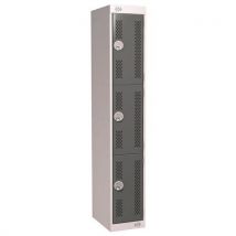 Grey/Dark Grey 3 Tier Perforated Door Lockers 1800x300x450mm by Biocote