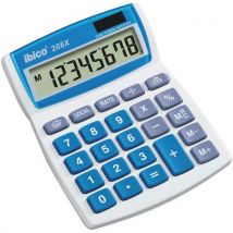 Ibico 208x white desktop calculator with blue buttons