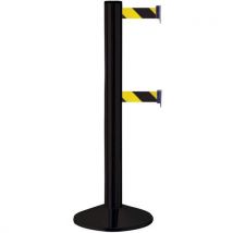 2m Black and Yellow Double Belt Barrier With Black Post