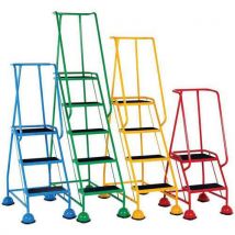 5 tread yellow steel mobile trade stepladder - tb davies