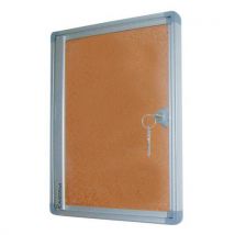 Extra-slim enclosed indoor bulletin board - phoenix 68x64 cork/6 a4 sheets