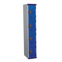 Optimum locker to assemble 4 compartments h1800 x w300 light grey/blue key lock