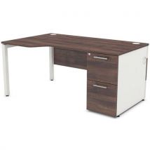 Duty wave desk 3 drawers 1400mm left walnut