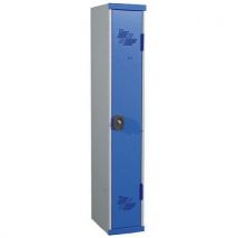 Clean industry one-piece locker on base 1 column w300 x h1800 x d500 lockable with key grey/blue