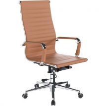 Bonded leather office armchair - high back - tan - aura