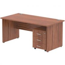 Walnut desk - panel leg - 3 mobile drawer - wxd 160x80 cm