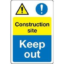 Self adhesive vinyl construction keep out sign 200x600mm
