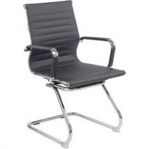 Bonded leather office armchair - cantilever - grey - aura
