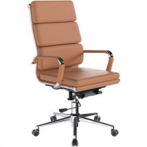 Bonded leather office armchair - high back - tan - avanti
