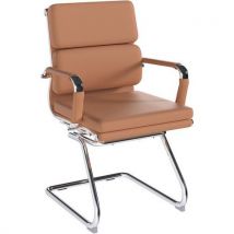 Bonded leather meeting armchair - cantilever - tan - avanti
