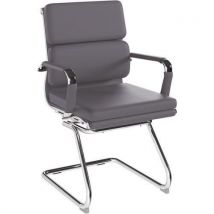 Bonded leather meeting armchair - cantilever - grey - avanti