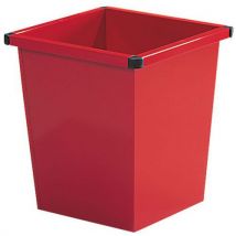 Red 27-l metal square office waste bin