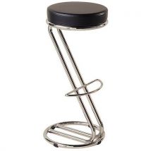 Black Leather Bar Stools with Chrome Frame - Set of 2