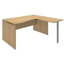 Square panel compact desk right-return - beech 160 x 140 cm