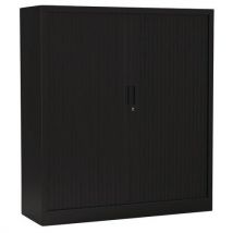 Black monobloc cabinet with tambour doors h136xl120 black doors 3 shelves nf