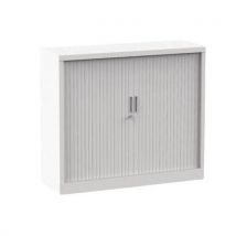 White monobloc cabinet with tambour doors h100xl120 white doors 2 shelves nf