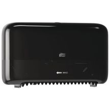 Black double dispenser for toilet paper without mandrel