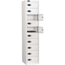 White flat top 10 door media storage locker 1780x380x460mm