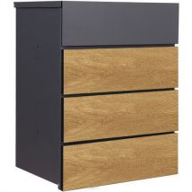 Phoenix grey + wood top loading smart parcel box - key lock