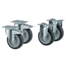Set of d125 castors with 2 height 160 mm