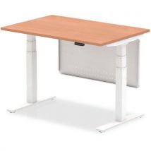Beech height adj. Modesty desk - 1.2x0.8m - white leg - air