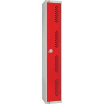 Red 1 door perforated locker 1830x300x450mm cylinder lock