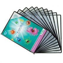 A4 Wall Display Unit With 10 Anti Microbial Black Pockets by Tarifold