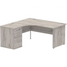 Left corner desk bundle - grey - panel leg - wxd 160x60 cm