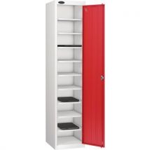 Red 10 shelf media storage locker hxwxd 1780x380x460mm