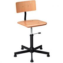 Wooden workshop chair with gliders seat height 47 to 62 cm