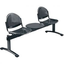 Lisa black metal 2-seater beam bench+shelf