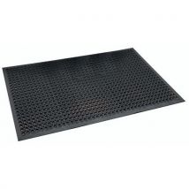 Versatile black rubber anti-fatigue mat bevelled 91x152 cm