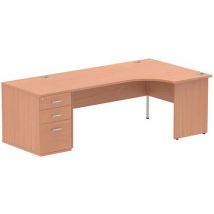 Right corner desk bundle - beech - panel leg - wxd 180x80 cm