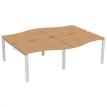 Aura 4 person wave bench desk 740x2800x1600mm beech